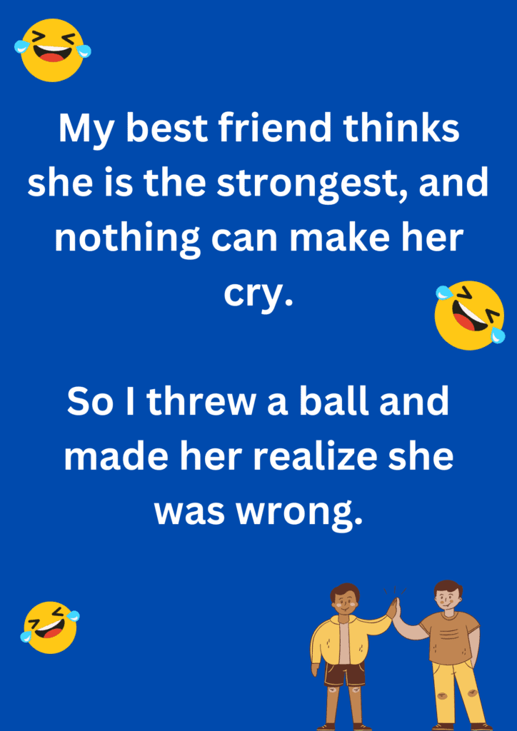 Joke about fooling best friend on April Fools' Day, on a blue background. The image has text and emoticons. 
